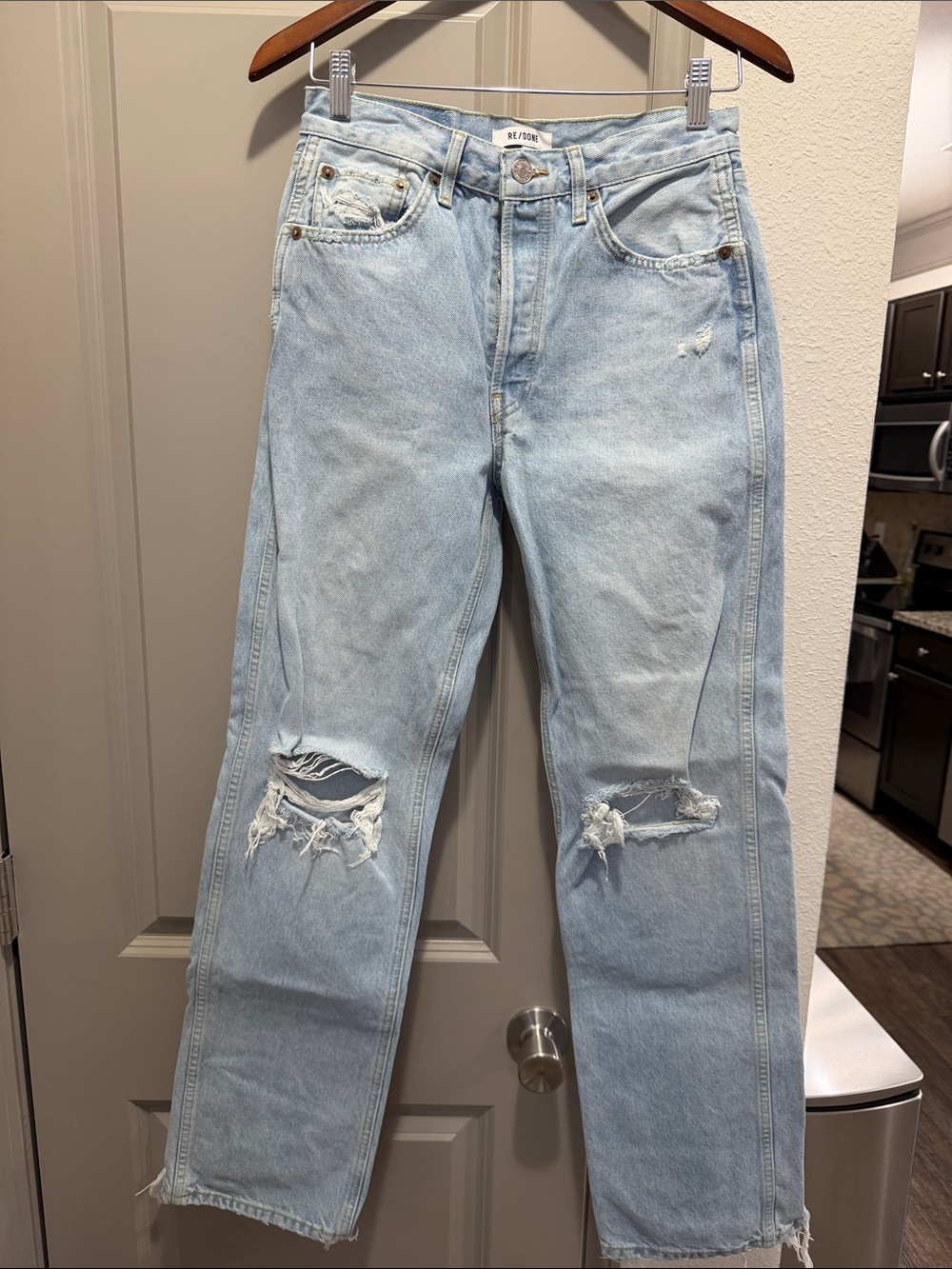 RE/DONE 90’s HIGH RISE LOOSE NUDISCO DESTROY light wide jeans 27
